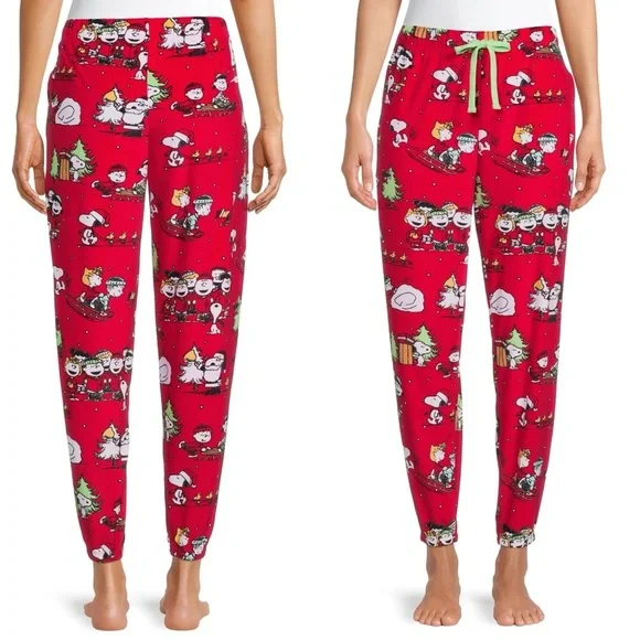 Peanuts Christmas Plush Joggers Pajama Pants - Picture 2 of 6